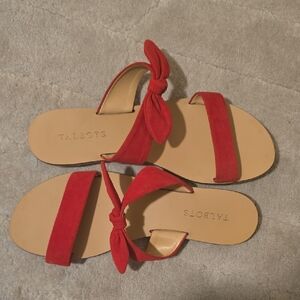 Women's Talbots Vibrant Red Bow Sandals Size 9 Like New